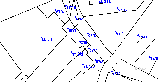 Parcela st. 57/8 v KÚ Tisová u Vysokého Mýta, Katastrální mapa
