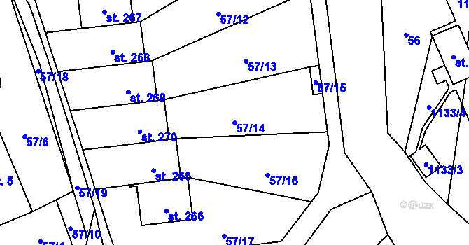 Parcela st. 57/14 v KÚ Tisová u Vysokého Mýta, Katastrální mapa