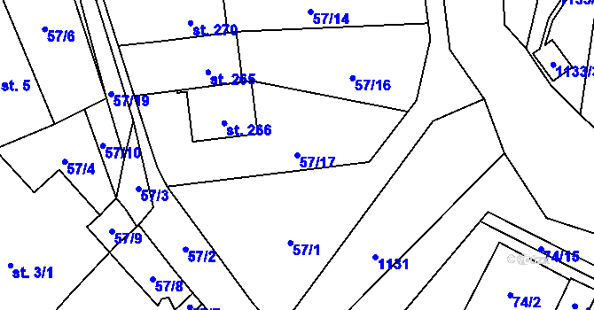 Parcela st. 57/17 v KÚ Tisová u Vysokého Mýta, Katastrální mapa