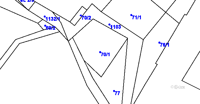 Parcela st. 70/1 v KÚ Tisová u Vysokého Mýta, Katastrální mapa