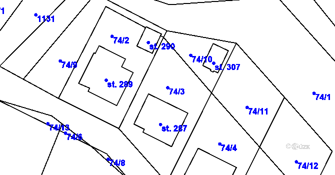 Parcela st. 74/3 v KÚ Tisová u Vysokého Mýta, Katastrální mapa