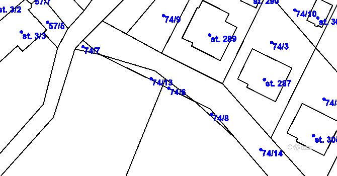 Parcela st. 74/6 v KÚ Tisová u Vysokého Mýta, Katastrální mapa