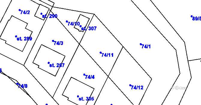 Parcela st. 74/11 v KÚ Tisová u Vysokého Mýta, Katastrální mapa