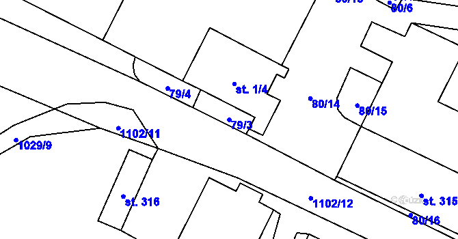 Parcela st. 79/3 v KÚ Tisová u Vysokého Mýta, Katastrální mapa
