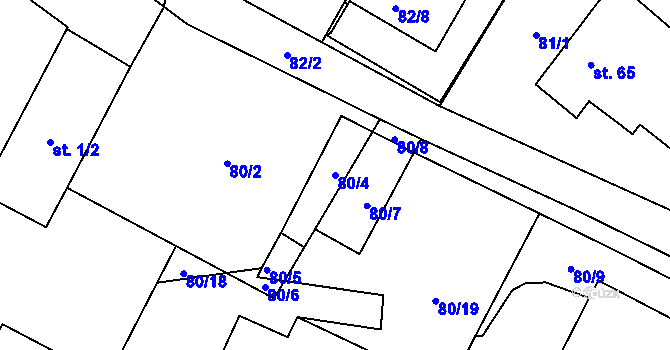 Parcela st. 80/4 v KÚ Tisová u Vysokého Mýta, Katastrální mapa