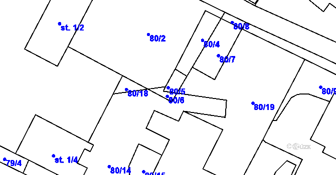 Parcela st. 80/5 v KÚ Tisová u Vysokého Mýta, Katastrální mapa