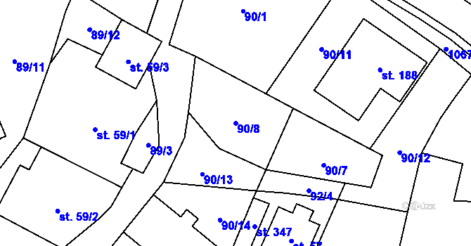 Parcela st. 90/8 v KÚ Tisová u Vysokého Mýta, Katastrální mapa
