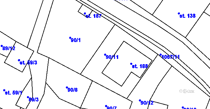 Parcela st. 90/11 v KÚ Tisová u Vysokého Mýta, Katastrální mapa