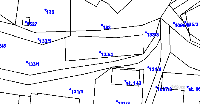 Parcela st. 133/4 v KÚ Tisová u Vysokého Mýta, Katastrální mapa