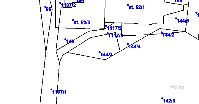 Parcela st. 144/3 v KÚ Tisová u Vysokého Mýta, Katastrální mapa