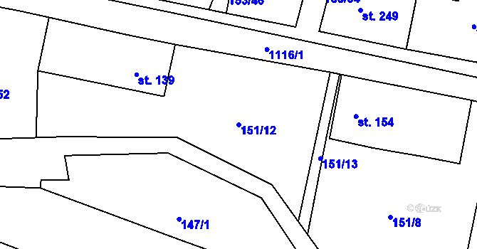 Parcela st. 151/12 v KÚ Tisová u Vysokého Mýta, Katastrální mapa