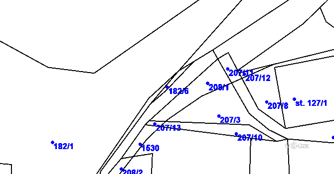 Parcela st. 182/6 v KÚ Tisová u Vysokého Mýta, Katastrální mapa