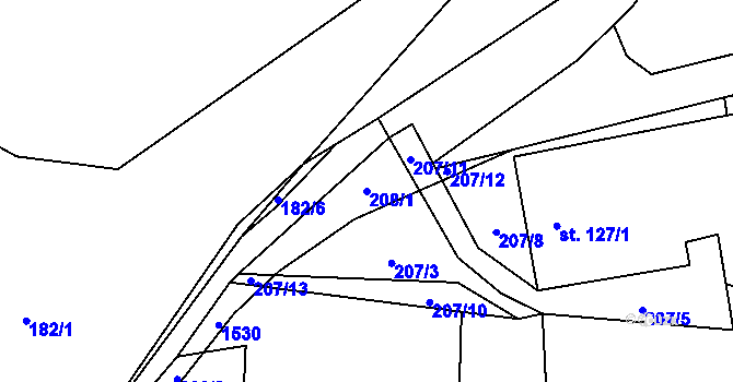 Parcela st. 208/1 v KÚ Tisová u Vysokého Mýta, Katastrální mapa