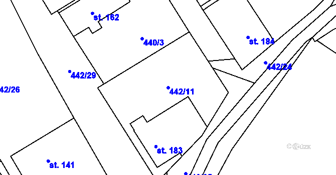 Parcela st. 442/11 v KÚ Tisová u Vysokého Mýta, Katastrální mapa
