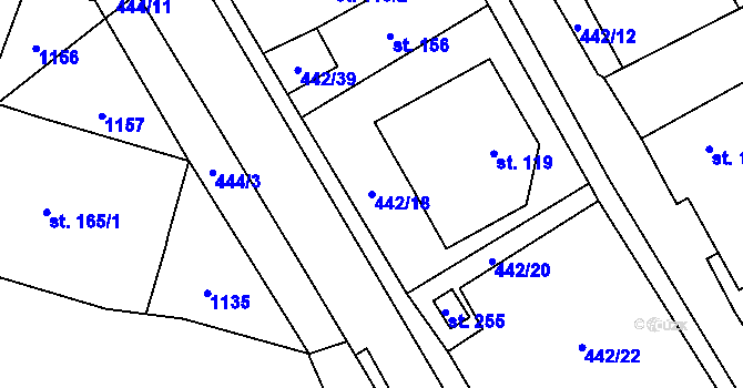 Parcela st. 442/18 v KÚ Tisová u Vysokého Mýta, Katastrální mapa
