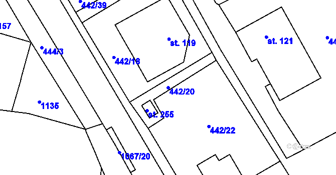Parcela st. 442/20 v KÚ Tisová u Vysokého Mýta, Katastrální mapa
