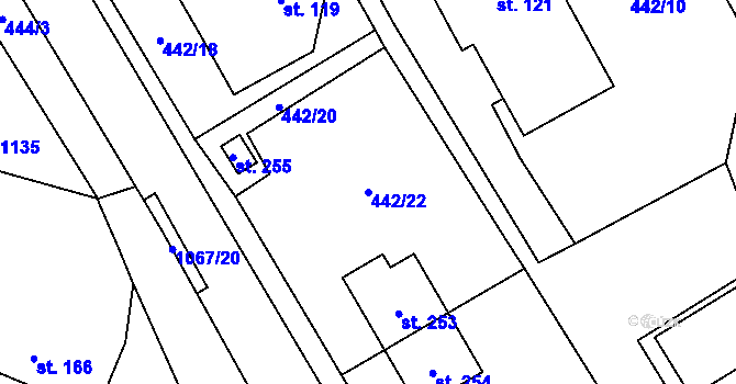 Parcela st. 442/22 v KÚ Tisová u Vysokého Mýta, Katastrální mapa