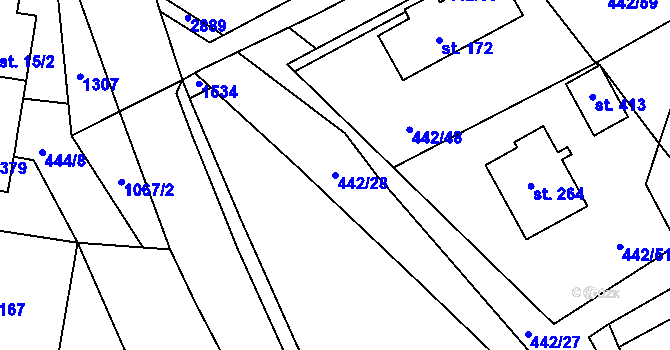 Parcela st. 442/28 v KÚ Tisová u Vysokého Mýta, Katastrální mapa