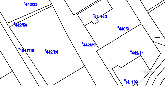 Parcela st. 442/29 v KÚ Tisová u Vysokého Mýta, Katastrální mapa