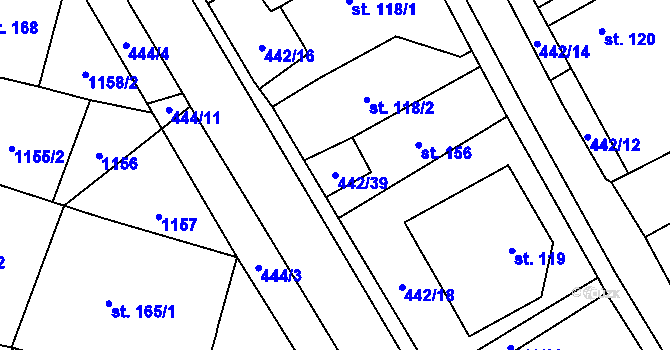 Parcela st. 442/39 v KÚ Tisová u Vysokého Mýta, Katastrální mapa