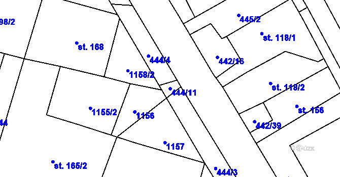 Parcela st. 444/11 v KÚ Tisová u Vysokého Mýta, Katastrální mapa