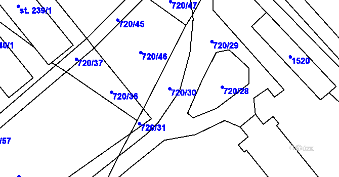 Parcela st. 720/30 v KÚ Tisová u Vysokého Mýta, Katastrální mapa