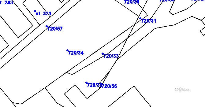 Parcela st. 720/33 v KÚ Tisová u Vysokého Mýta, Katastrální mapa