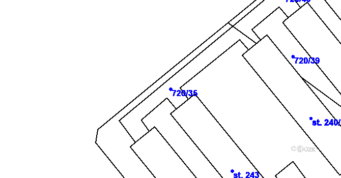 Parcela st. 720/35 v KÚ Tisová u Vysokého Mýta, Katastrální mapa