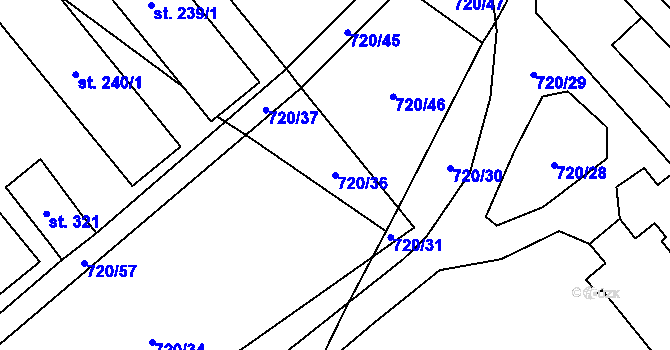 Parcela st. 720/36 v KÚ Tisová u Vysokého Mýta, Katastrální mapa