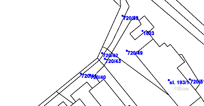 Parcela st. 720/42 v KÚ Tisová u Vysokého Mýta, Katastrální mapa