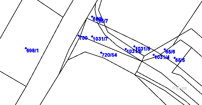 Parcela st. 720/54 v KÚ Tisová u Vysokého Mýta, Katastrální mapa