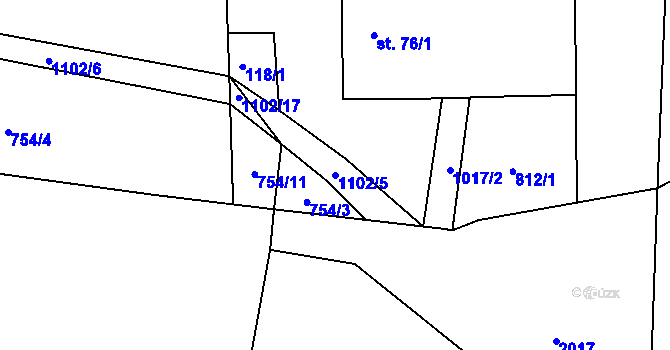 Parcela st. 1102/5 v KÚ Tisová u Vysokého Mýta, Katastrální mapa