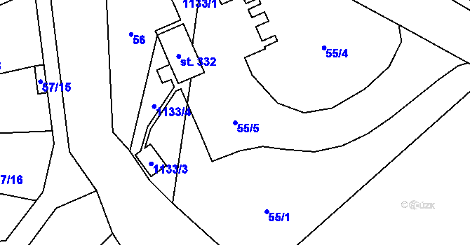 Parcela st. 55/5 v KÚ Tisová u Vysokého Mýta, Katastrální mapa