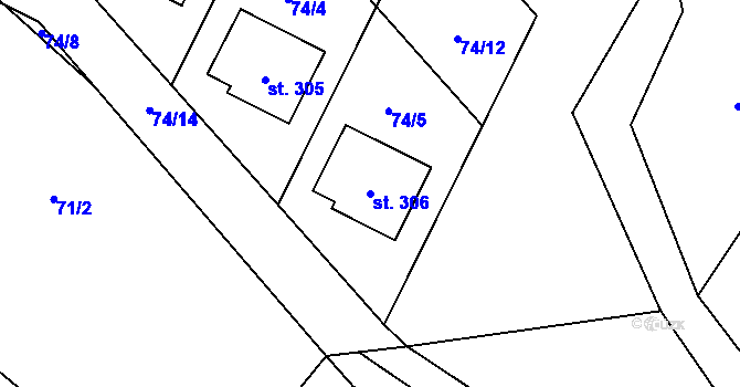 Parcela st. 306 v KÚ Tisová u Vysokého Mýta, Katastrální mapa