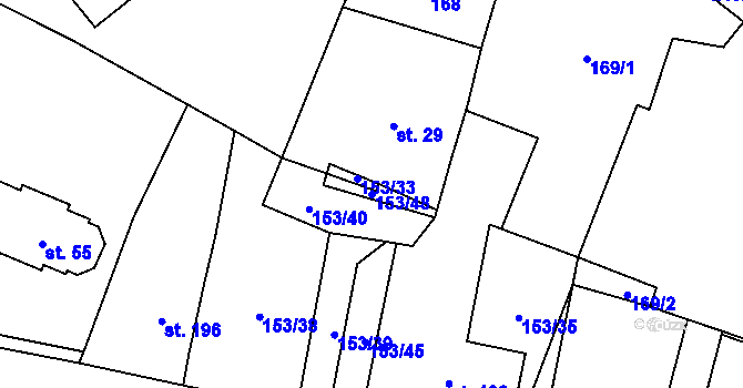 Parcela st. 153/48 v KÚ Tisová u Vysokého Mýta, Katastrální mapa