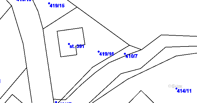 Parcela st. 419/16 v KÚ Tisová u Vysokého Mýta, Katastrální mapa