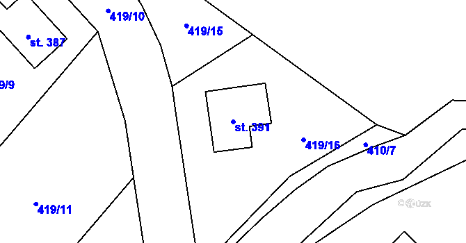 Parcela st. 391 v KÚ Tisová u Vysokého Mýta, Katastrální mapa