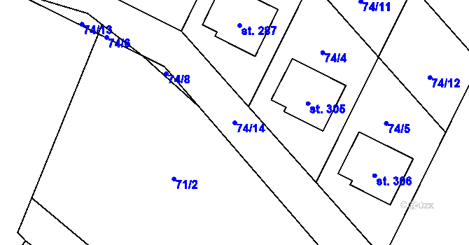 Parcela st. 74/14 v KÚ Tisová u Vysokého Mýta, Katastrální mapa