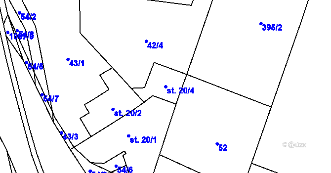 Parcela st. 20/4 v KÚ Tisová u Vysokého Mýta, Katastrální mapa