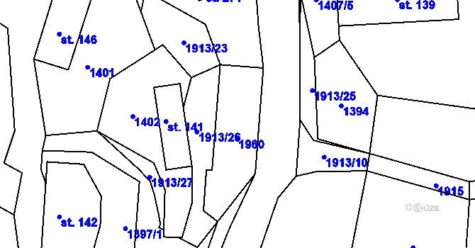 Parcela st. 140 v KÚ Kvasín, Katastrální mapa