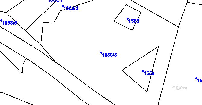 Parcela st. 1558/3 v KÚ Kvasín, Katastrální mapa