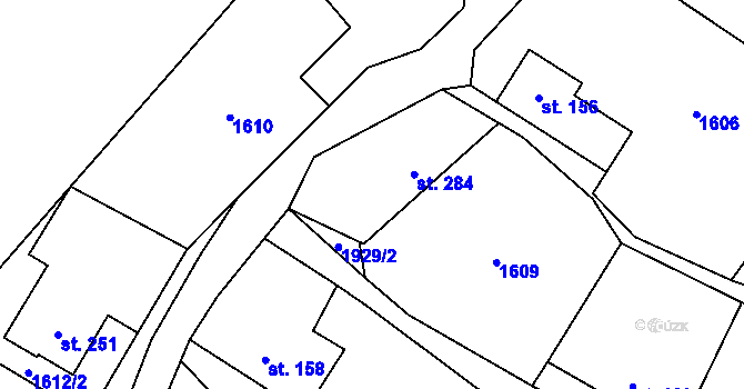 Parcela st. 1961 v KÚ Kvasín, Katastrální mapa