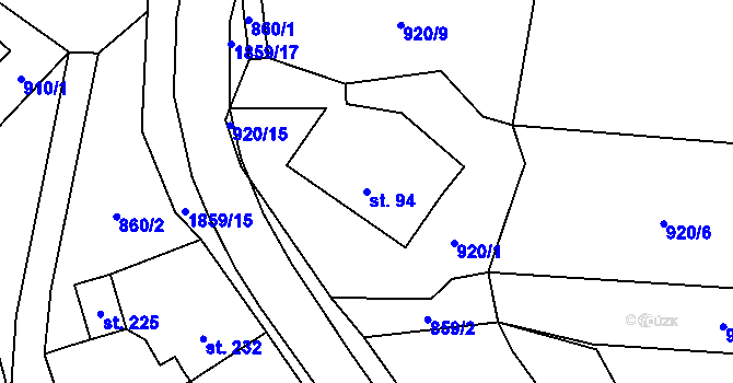Parcela st. 94 v KÚ Tisovec, Katastrální mapa