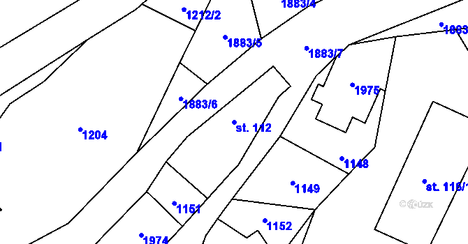 Parcela st. 112 v KÚ Tisovec, Katastrální mapa