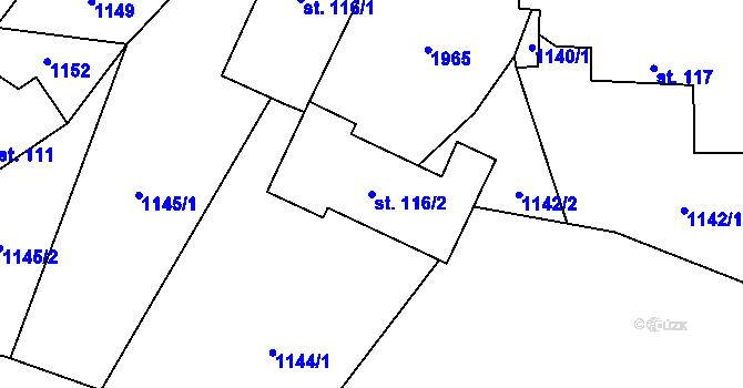 Parcela st. 116/2 v KÚ Tisovec, Katastrální mapa