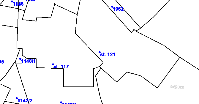 Parcela st. 121 v KÚ Tisovec, Katastrální mapa