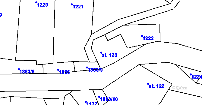 Parcela st. 123 v KÚ Tisovec, Katastrální mapa