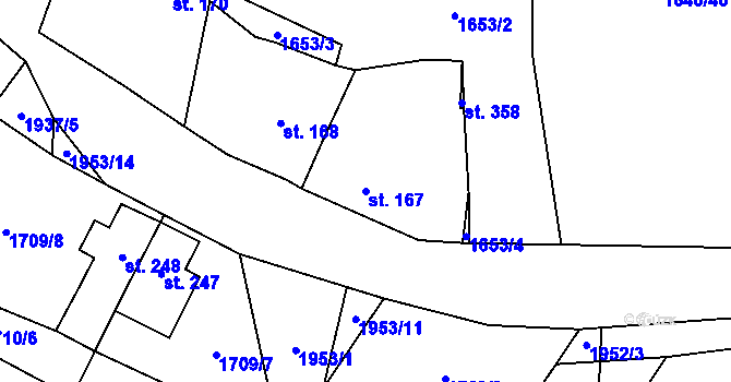 Parcela st. 167 v KÚ Tisovec, Katastrální mapa
