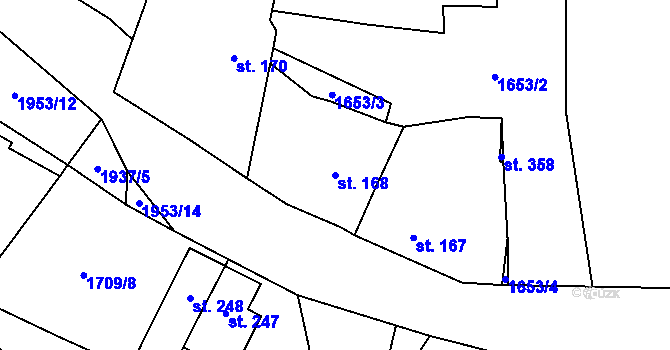 Parcela st. 168 v KÚ Tisovec, Katastrální mapa