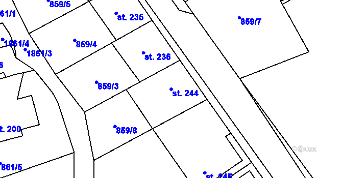 Parcela st. 244 v KÚ Tisovec, Katastrální mapa